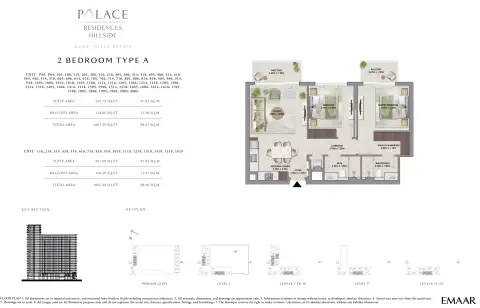 Palace Residences Hillside B: Floor plan Type A, 1,061 sq ft
