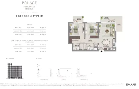 Palace Residences Hillside B: Floor plan Type B1, 1,142 sq ft