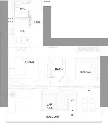 One: Floor plan Type E, 1,041 sq ft