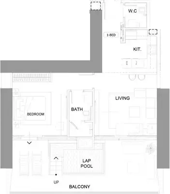 One: Floor plan Type D, 1,030 sq ft