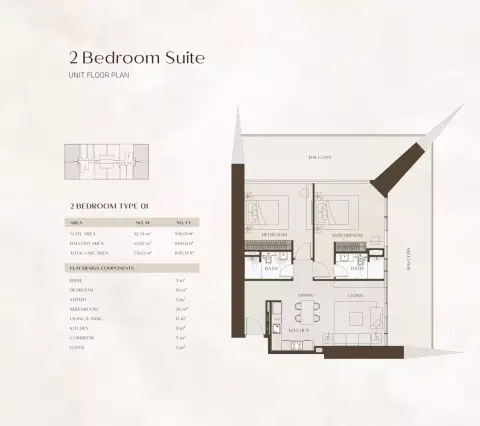 One: Floor plan Type A, 1,685 sq ft