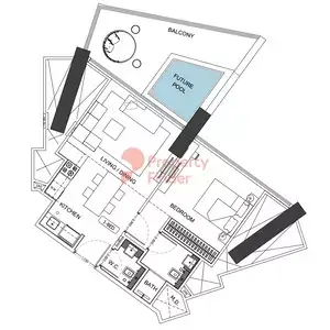 Binghatti Phantom: Floor plan Type 4, 794 sq ft