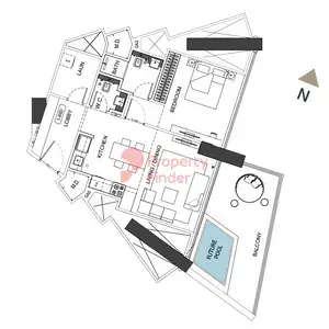 Binghatti Phantom: Floor plan Type 2, 914 sq ft