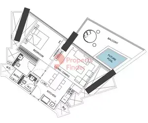Binghatti Phantom: Floor plan Type 1, 794 sq ft