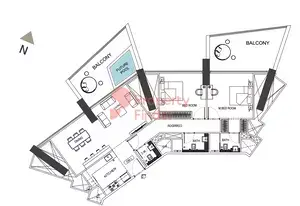 Binghatti Phantom: Floor plan Type 3, 1,586 sq ft