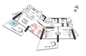 Binghatti Phantom: Floor plan Type 6, 1,589 sq ft