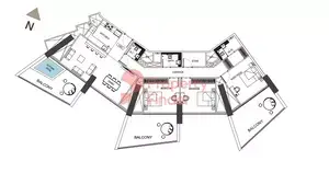 Binghatti Phantom: Floor plan Type 1, 2,116 sq ft