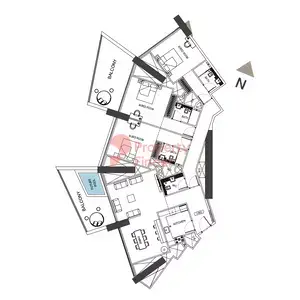Binghatti Phantom: Floor plan Type 2, 2,142 sq ft