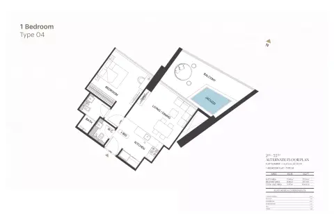 Binghatti Royale: Floor plan Type 4, 806 sq ft