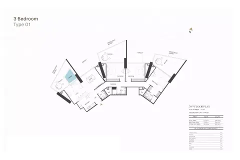 Binghatti Royale: Floor plan Type 1, 2,105 sq ft