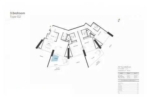 Binghatti Royale: Floor plan Type 2, 2,166 sq ft