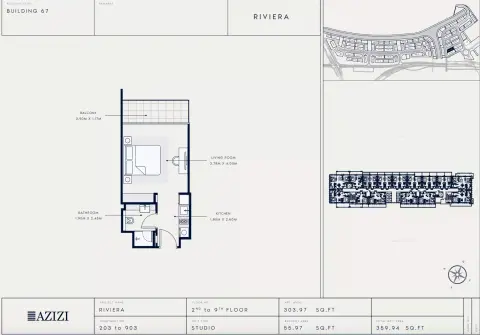 Azizi Riviera 67: Floor plan Type 203, 359 sq ft