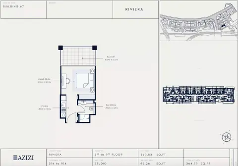 Azizi Riviera 67: Floor plan Type 314, 364 sq ft