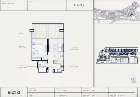 Azizi Riviera 67: Floor plan Type 102, 756 sq ft