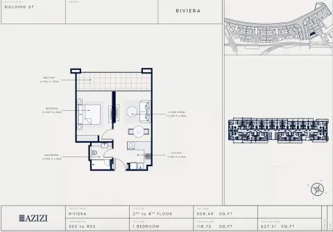 Azizi Riviera 67: Floor plan Type 202, 627 sq ft