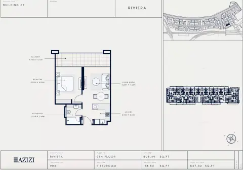 Azizi Riviera 67: Floor plan Type 902, 627 sq ft