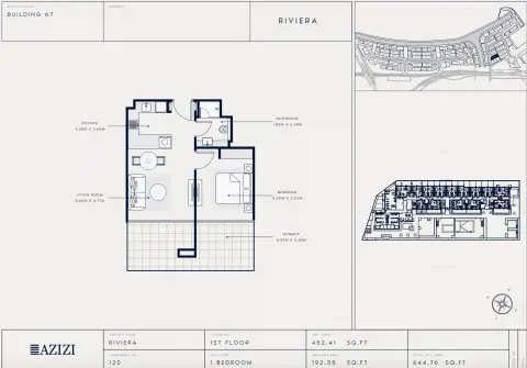 Azizi Riviera 67: Floor plan Type 120, 644 sq ft