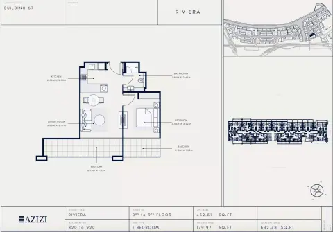 Azizi Riviera 67: Floor plan Type 320, 632 sq ft