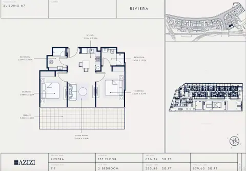 Azizi Riviera 67: Floor plan Type 117, 879 sq ft