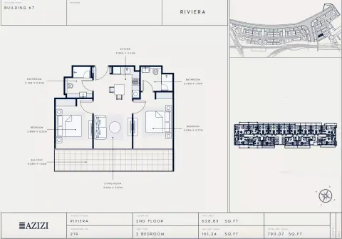 Azizi Riviera 67: Floor plan Type 219, 790 sq ft