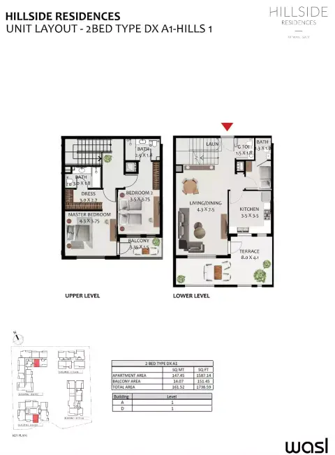 Hillside Residences: Floor plan Type DX A1-Hills 1, 1,738 sq ft
