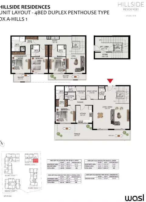 Hillside Residences: Floor plan Type DX A-Hills 1 (Duplex), 3,890 sq ft