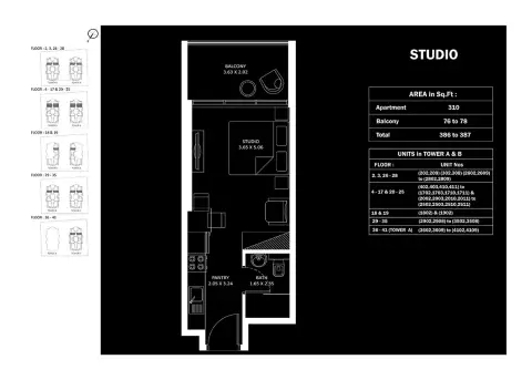 Elitz Phase 2: फ़्लोर प्लान Type C, 387 sq ft