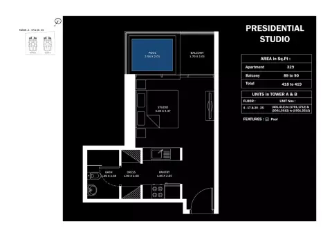 Elitz Phase 2: फ़्लोर प्लान Type A, 419 sq ft