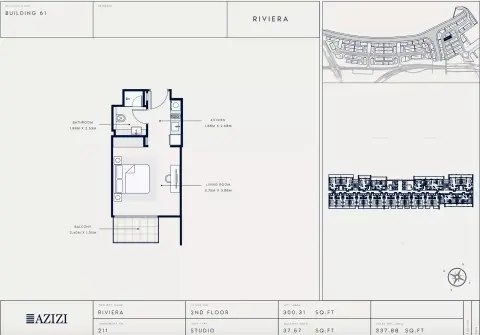 Azizi Riviera 61: Floor plan Type 211, 337 sq ft