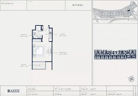 Azizi Riviera 61: Floor plan Type 311, 339 sq ft