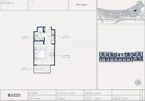 Azizi Riviera 61: Floor plan Type 219, 339 sq ft