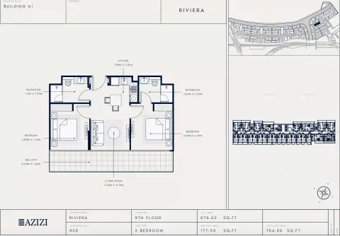 Azizi Riviera 61: Floor plan Type 905, 754 sq ft