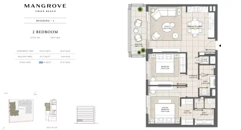 Mangrove: Floor plan Unit M03-04 Building 1, 1,025 sq ft