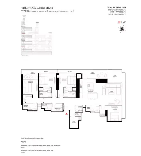 شوبا ون: مخطط الطابق Type B-Tower A, 2,562 sq ft