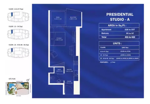 Fashionz: Floor plan Type A, 433 sq ft