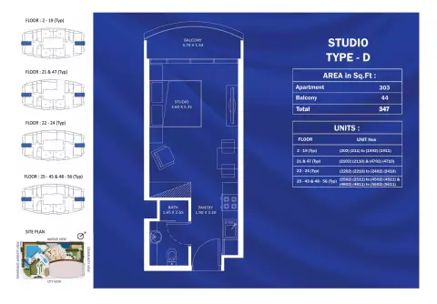 Fashionz: Floor plan Type D, 347 sq ft