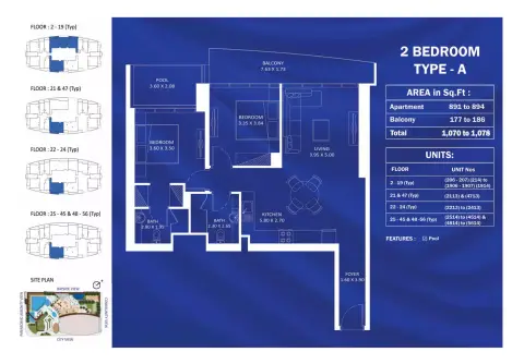 Fashionz: Floor plan Type A, 1,070 sq ft