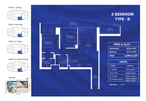 Fashionz: Floor plan Type B, 1,177 sq ft