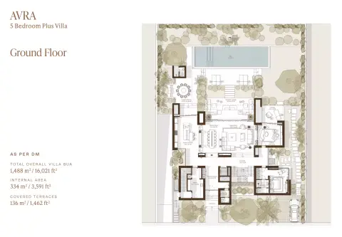 Avra and Aurora: Type B, 16,021 sq ft 户型图
