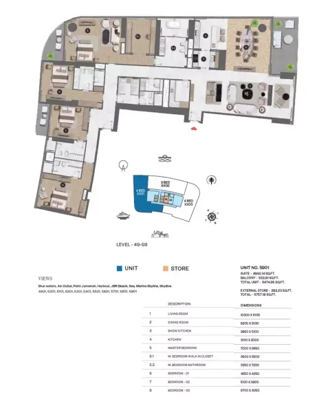 Sobha Seahaven: Floor plan Type 5901, 5,474 sq ft