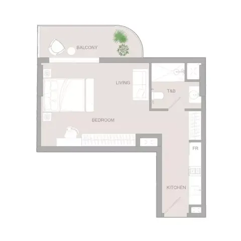 فيردان1ا المرحلة 3 من أوبجكت 1: مخطط الطابق Type 1, 506 sq ft