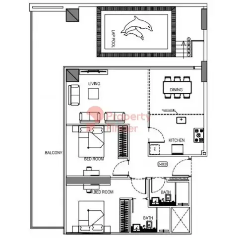 Binghatti Amber: Type A, 1,648 sq ft 户型图