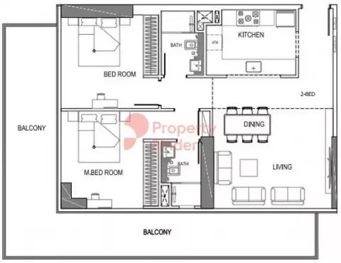 Binghatti Amber: Type B, 1,176 sq ft 户型图