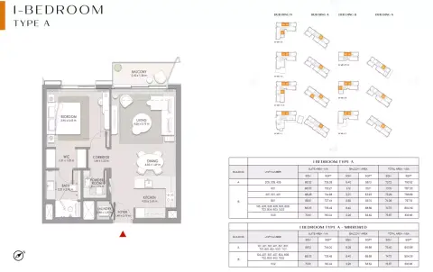City Walk Crestlane: फ़्लोर प्लान Type A-Building A:B, 787 sq ft