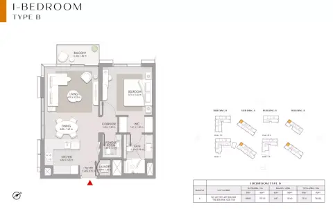 City Walk Crestlane: फ़्लोर प्लान Type B-Building A, 793 sq ft