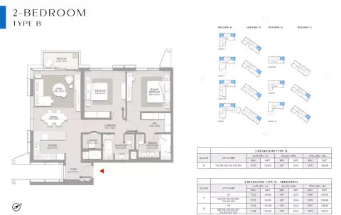 City Walk Crestlane: फ़्लोर प्लान Type B-Building A:B, 1,252 sq ft