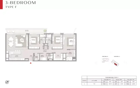 City Walk Crestlane: फ़्लोर प्लान Type F-Building A, 2,099 sq ft