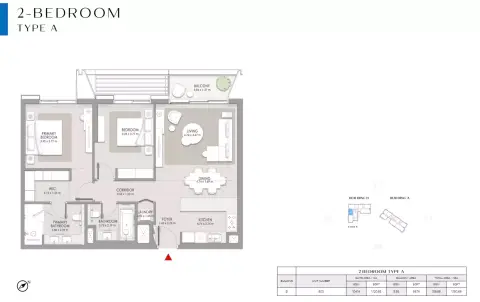 City Walk Crestlane: फ़्लोर प्लान Type A-Building B, 1,180 sq ft