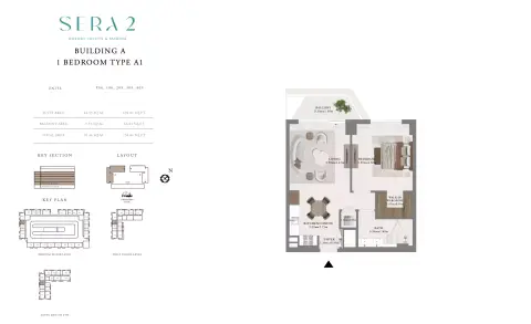 Sera Phase 2: Floor plan Type A1-Building A, 758 sq ft
