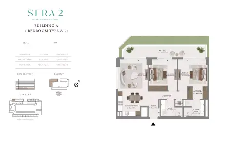 Sera Phase 2: Floor plan Type A1.1-Building A, 1,301 sq ft